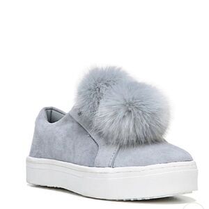 Anthropologie Sam Edelman Leya Fur Sneaker Dusty Blue Suede size 8